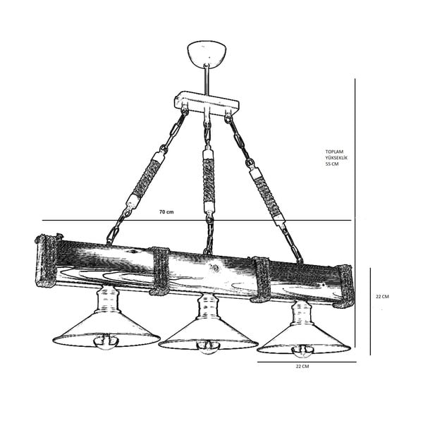 Lampadario marrone chiaro con paralume in metallo Kütük Yanık – Opviq lights-image-2