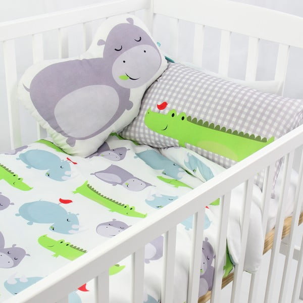 Copripiumino e cuscino Hippo in cotone per bambini, 100 x 120 cm - Mr. Fox-image-2