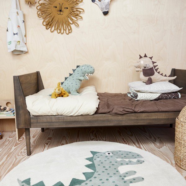 Tappeto per bambini verde in misto lana tessuto a mano ø120 cm Theo DIno – OYOY Mini-image-1
