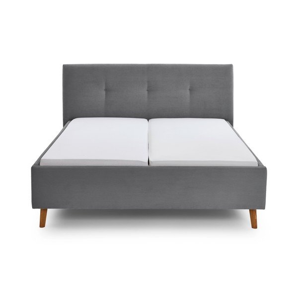 Letto matrimoniale imbottito grigio con contenitore con rete inclusa 180x200 cm Madea – Meise Möbel-image-3
