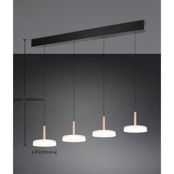 Lampadario a LED dimmerabile in nero-bianco-oro con paralume in vetro Celeste - Trio-image-4