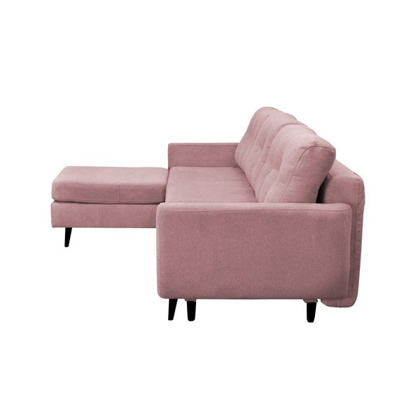 Divano letto rosa chiaro con gambe nere Hortensia, angolo sinistro - Mazzini Sofas-image-3