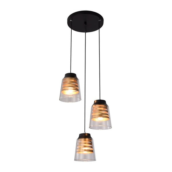 Apparecchio a sospensione nero con paralume in vetro Fresno - Candellux Lighting-image-2