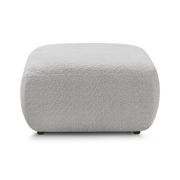 Poggiapiedi grigio chiaro con rivestimento in bouclé Montaigne – Bobochic Paris