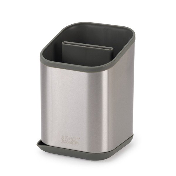 Scolapiatti per posate color argento lucido in acciaio inox 11x11,5 cm Duo Steel – Joseph Joseph-image-4