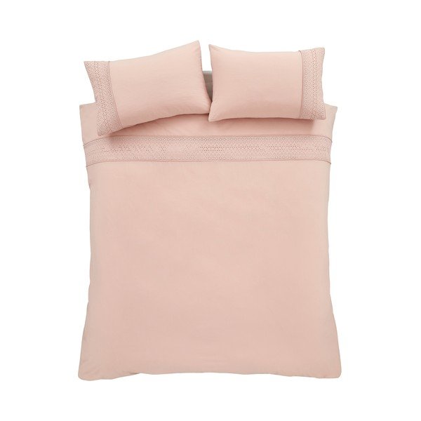 Set copripiumino e federa rosa per letto matrimoniale e per letto esteso 230x220 cm Broderie Anglaise – Catherine Lansfield