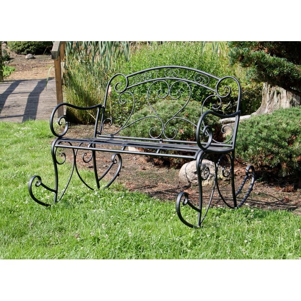 Panchina da giardino in metallo nero Dares - Garden Pleasure-image-1
