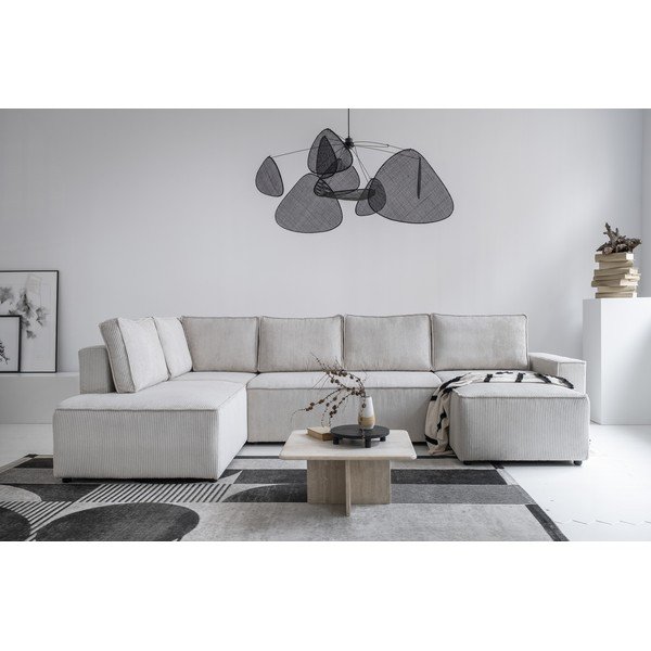 Divano letto angolare in velluto a coste bianco Brave Dave - Miuform-image-4