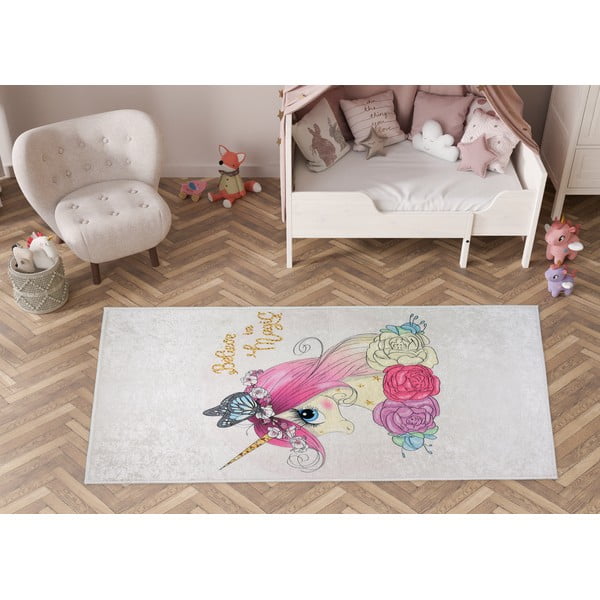 Tappeto per bambini avorio lavabile 80x120 cm Cute Unicorn – Vitaus-image-1