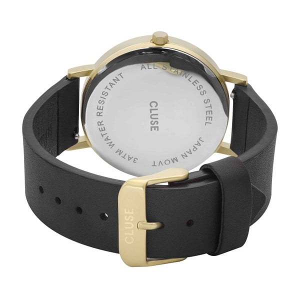 Orologio da donna con cinturino in pelle nera e quadrante in marmo bianco La Roche Star - Cluse-image-2