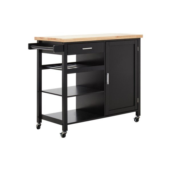 Tavolino da servizio in legno di cauciù massiccio su ruote 48x105 cm Frankfurt – Premier Housewares
