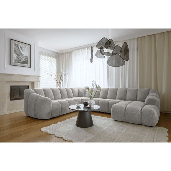 Divano angolare grigio chiaro (con penisola a sinistra/a U) Shell – Miuform-image-1