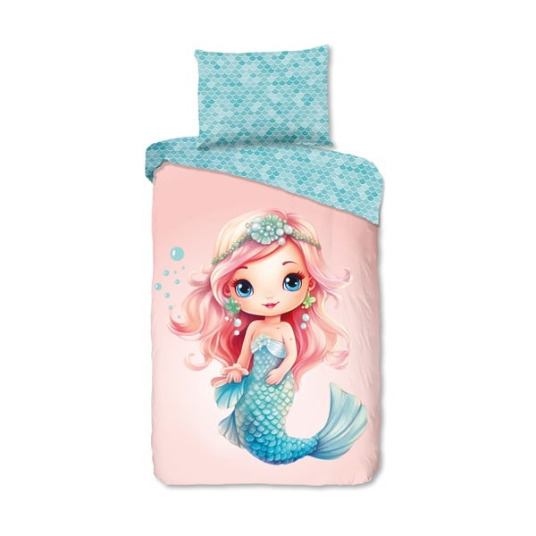 Set copripiumino e federa da bambini blu/rosa in cotone per letto singolo 140x200 cm Alisse – Good Morning