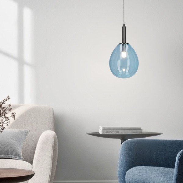 Lampadario LED blu con paralume in vetro Lukka – Candellux Lighting-image-2