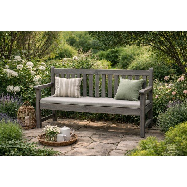 Panchina da giardino in legno grigio London - Rojaplast-image-2