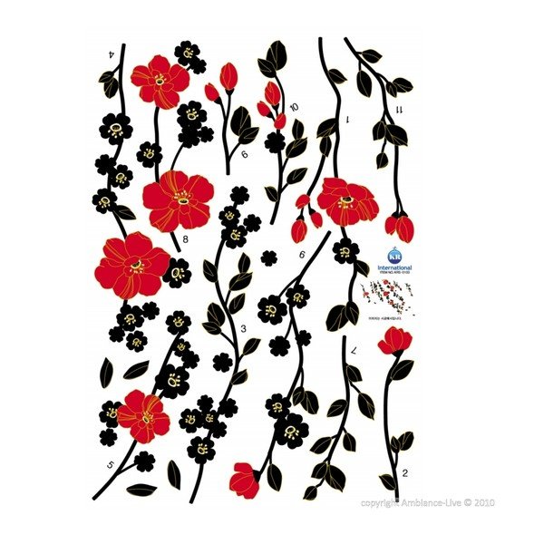 Adesivo Albero e fiori rossi - Ambiance-image-1