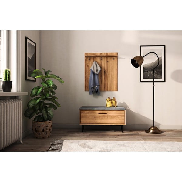 Appendiabiti da parete in legno di quercia in colore naturale con ripiano Abies - The Beds-image-1