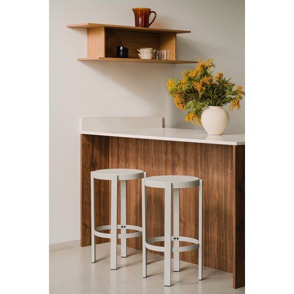 Sedia da bar grigio chiaro in acciaio (altezza della seduta 65 cm) Doon – noo.ma-image-1