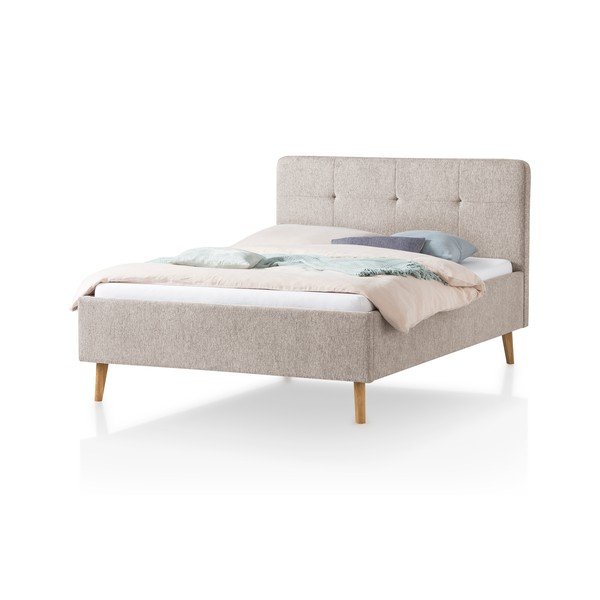 Letto matrimoniale imbottito grigio/marrone rete non inclusa 140x200 cm Smart – Meise Möbel-image-4