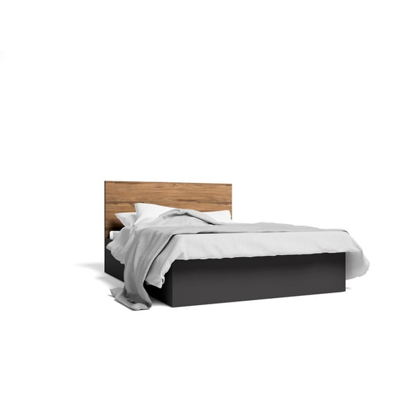 Letto matrimoniale nero con contenitore e griglia 160x200 cm Malta - Marckeric