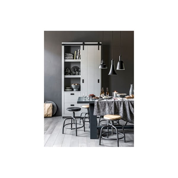 Sgabello grigio con seduta in legno di mango Spider - vtwonen-image-4