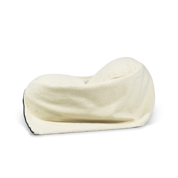 Pouf a sacco per bambini color crema con rivestimento in bouclé Cocoon 80 – SLOWDOWN-image-4