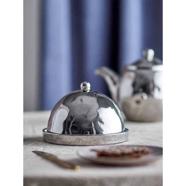 Burriera color argento lucido in gres Shine – Bloomingville-image-1