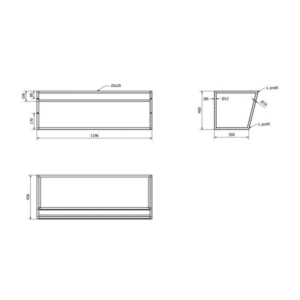 Scaffale da sotto lavabo bianco/nero in acciaio da appendere 120x40 cm Ska – Sapho-image-4