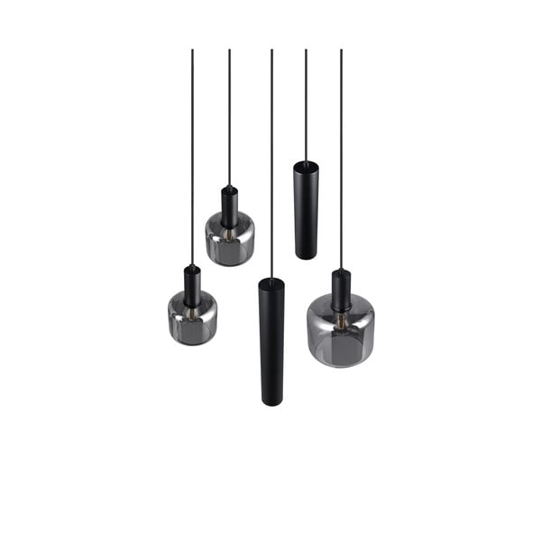 Lampadario nero con paralume in metallo e vetro ø 40 cm Mataro - Trio-image-4