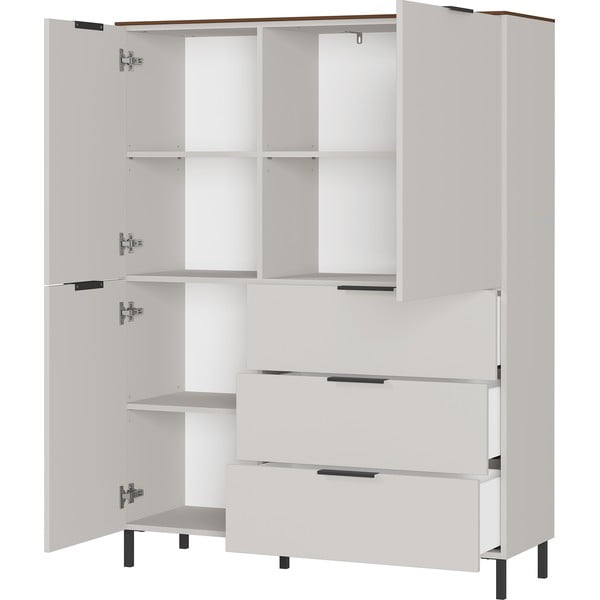 Cassettiera alta grigia e beige in noce 109x146 cm California - Germania-image-2