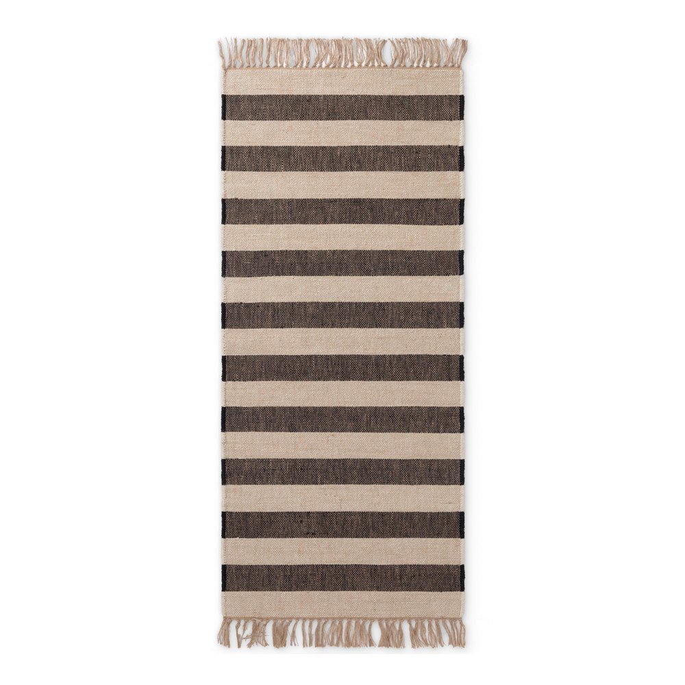 Passatoia nera/color crema in iuta reversibile/tessuta a mano 80x300 cm Playa – Hanse Home | Tappeti