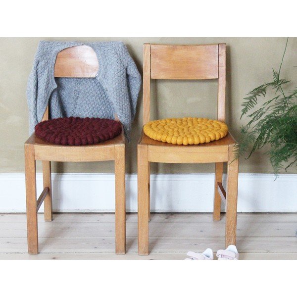 Cuscino per sedia per bambini in lana ciliegio scuro, ⌀ 30 cm - Wooldot-image-4