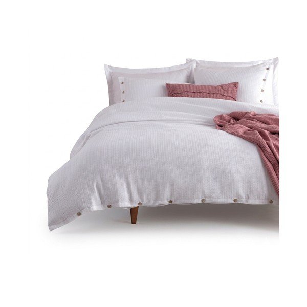 Set copripiumino e federa bianco in cotone renforcé per letto singolo 140x200 cm Como Striped – Mila Home Luxury