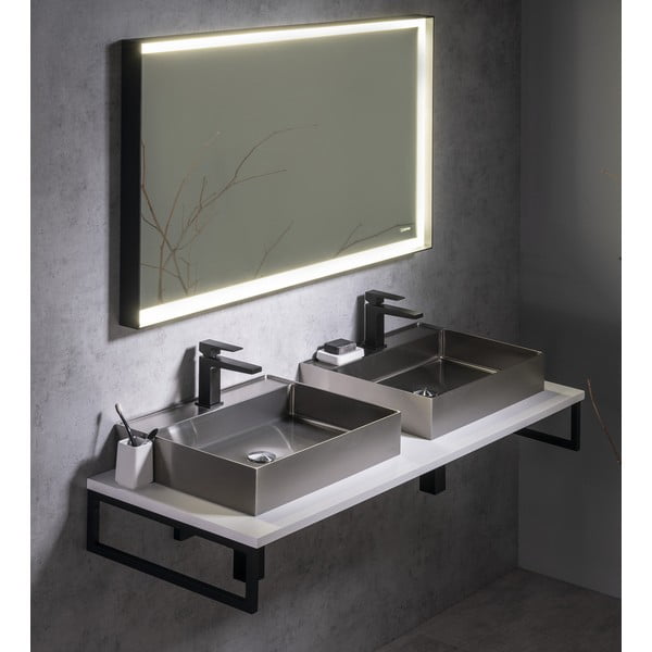 Piano bianco per lavabo 150x50 cm Plato – Sapho-image-1