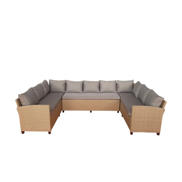 Set di mobili da giardino beige in rattan artificiale per 9 persone Ventura – Unique Furniture-image-3