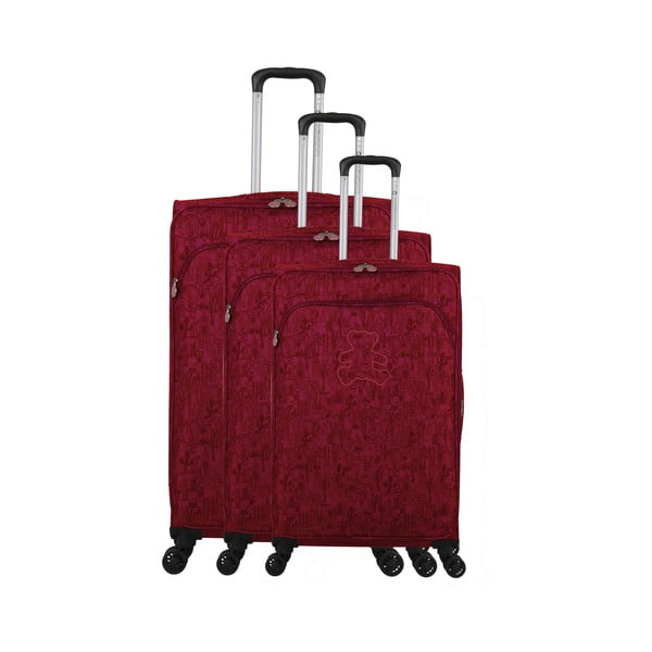 Set di 3 bagagli in rosso bordeaux su 4 ruote Lulucastagnette Casandra - LULUCASTAGNETTE