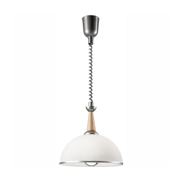 Lampadario in colore argento-naturale con paralume in vetro ø 30 cm Ciara - LAMKUR