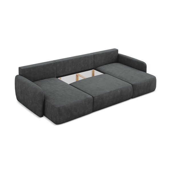 Divano angolare grigio scuro allungabile/con contenitore (a U) con rivestimento in ciniglia Lilo – Makamii-image-3