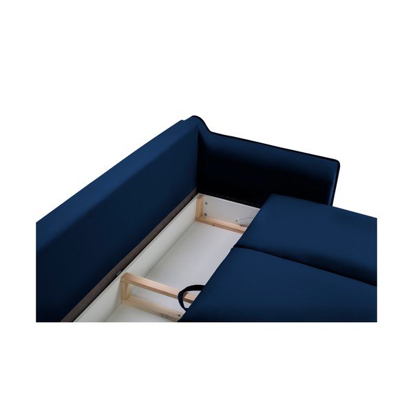 Divano letto in velluto blu Basso - Kooko Home-image-1