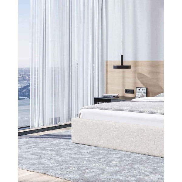 Letto matrimoniale imbottito beige con contenitore con griglia 180x200 cm Bufo - MESONICA-image-4