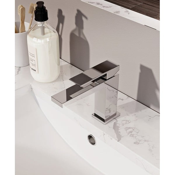 Rubinetto per lavandino in argento lucido verticale Latus – Sapho-image-1