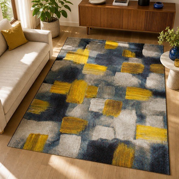 Tappeto blu e giallo , 140 x 200 cm Lienzo - Universal-image-4