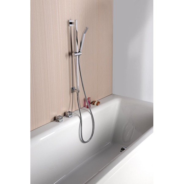 Asta per doccia in ottone da parete in argento lucido con supporto scorrevole/con uscita acqua  66 cm Nancy – Sapho-image-2
