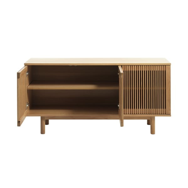 Cassettiera bassa effetto rovere colore naturale 143x70 cm Tiber - Unique Furniture-image-4