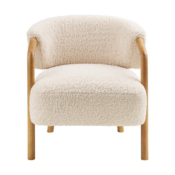 Poltrona color crema con rivestimento in bouclé Dakar – House Nordic-image-4