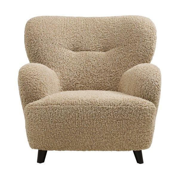 Poltrona marrone chiaro con rivestimento in bouclé Lunaro – House Nordic-image-2