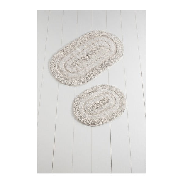 Set di 2 tappeti da bagno in cotone bianco Carrie Mismo - Foutastic
