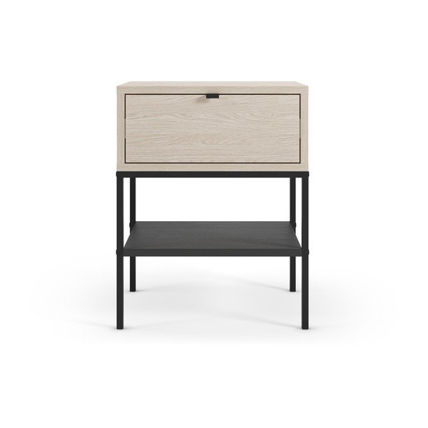 Comodino colore naturale chiaro opaco con ripiani Sali – Marckeric-image-2