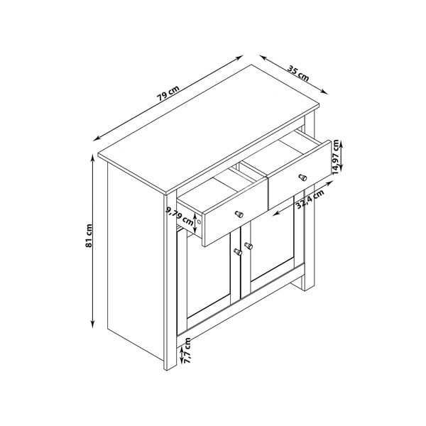 Cassettiera bassa in rovere decorato in colore grigio-naturale 79x81 cm Emerald - Støraa-image-3