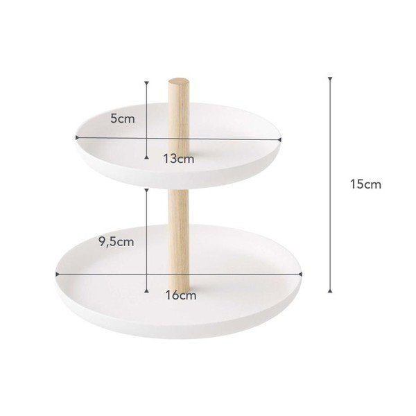 Supporto bianco con 2 vaschette e dettagli in faggio Tosca - YAMAZAKI-image-3